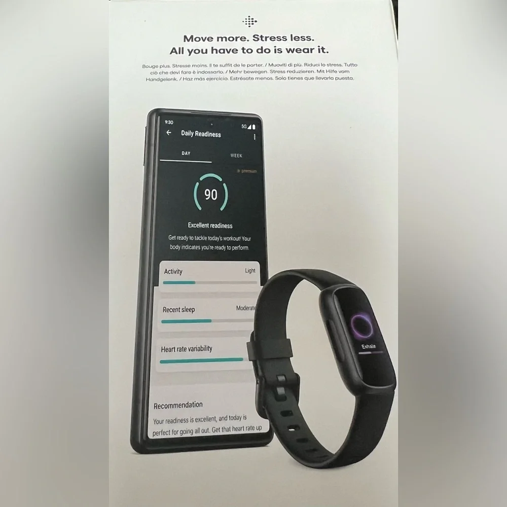 Fitbit by Google. Black band. Duplicate gift, never opened or used.